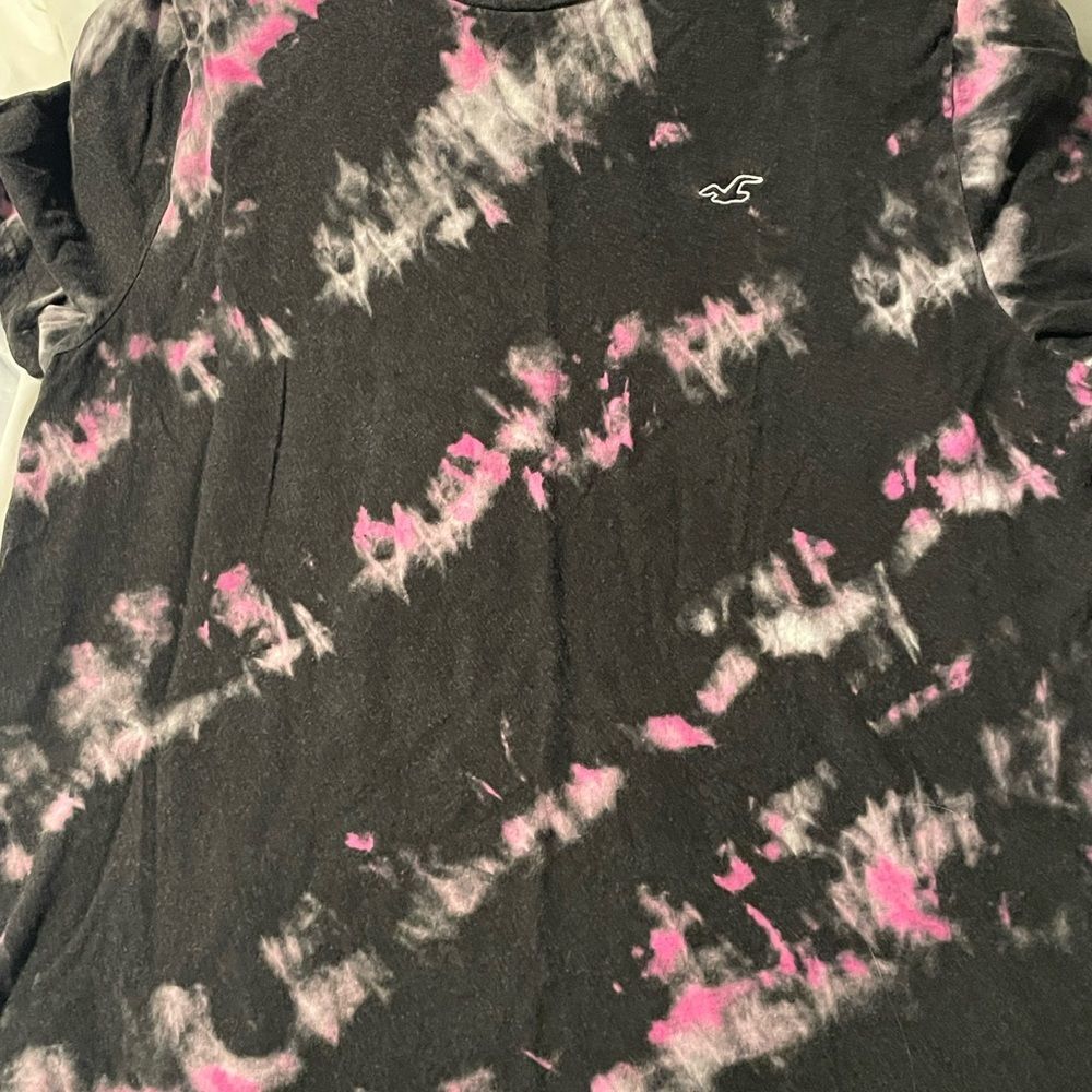 Hollister Black and Pink Tie-Dye Tee XL whimsy preppy